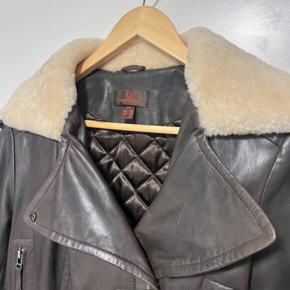Danier Leather Shearling Trim Aviator Jacket Small - Picture 4 of 16